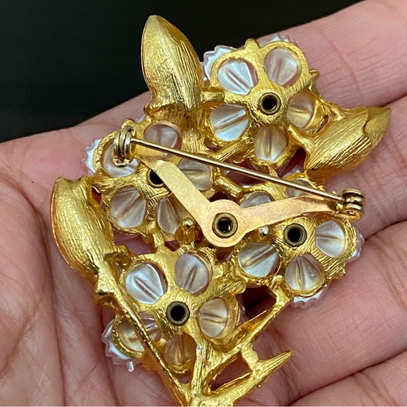 Vintage Unsigned Pink Rhinestones Flower Bouquet Brooch - Picture 15 of 15